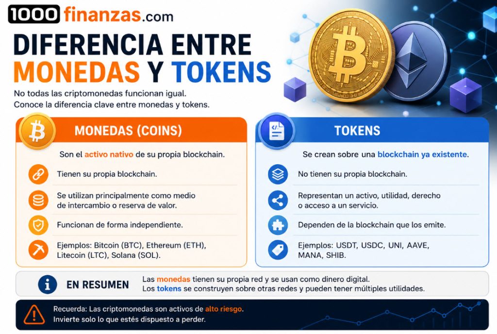 Diferencia entre monedas y tokens