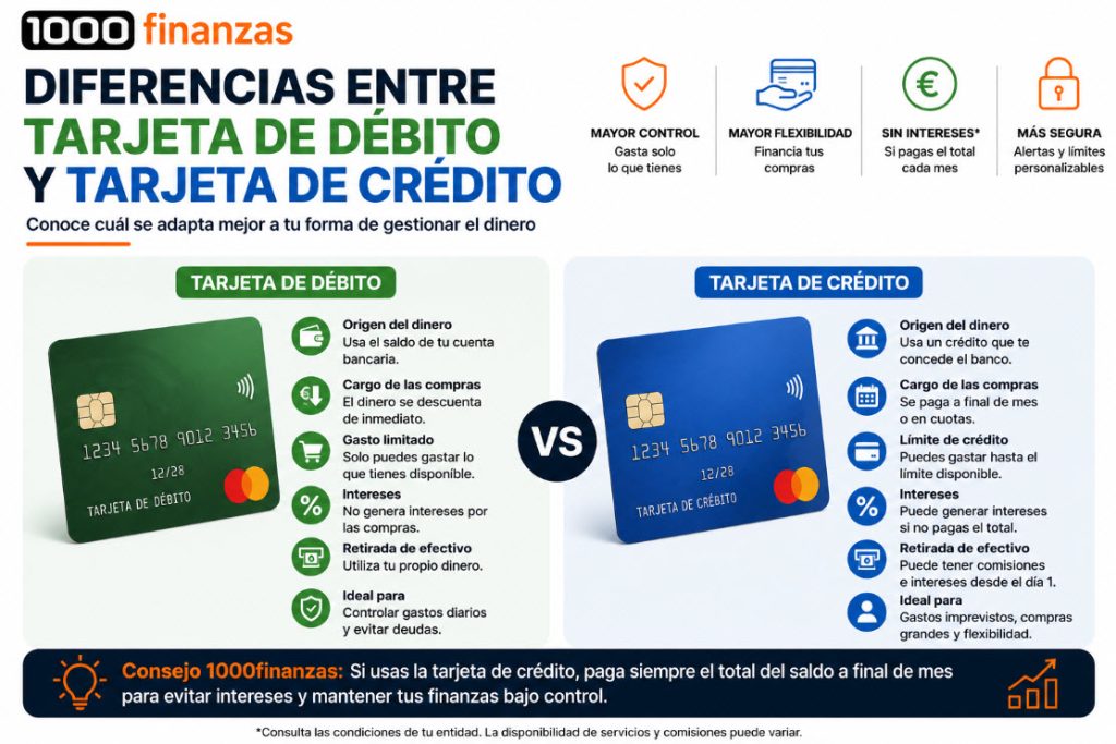 Diferencias entre tarjeta de débito y crédito